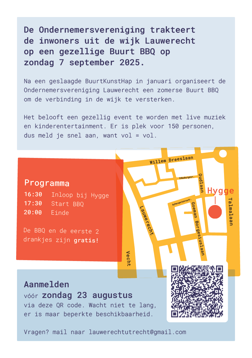 Lauwerecht Buurt BBQ - A5 achter Plattegrond Kunstroute Lauwerecht Utrecht