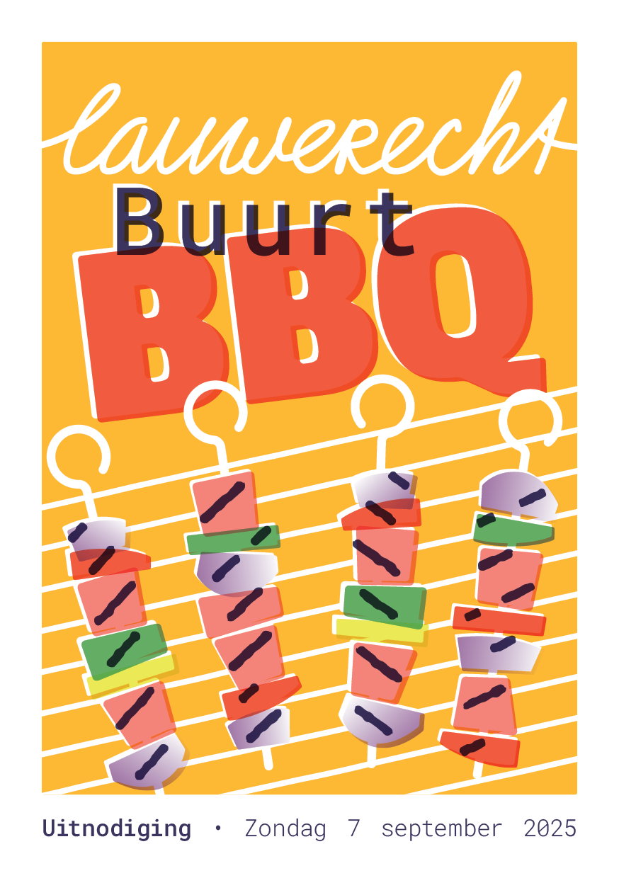 Lauwerecht Buurt BBQ - A5 voor Plattegrond Kunstroute Lauwerecht Utrecht